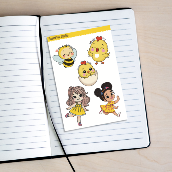 Sunny Days | Yellow Vibes with Bibi & Chikki | Sticker Sheet