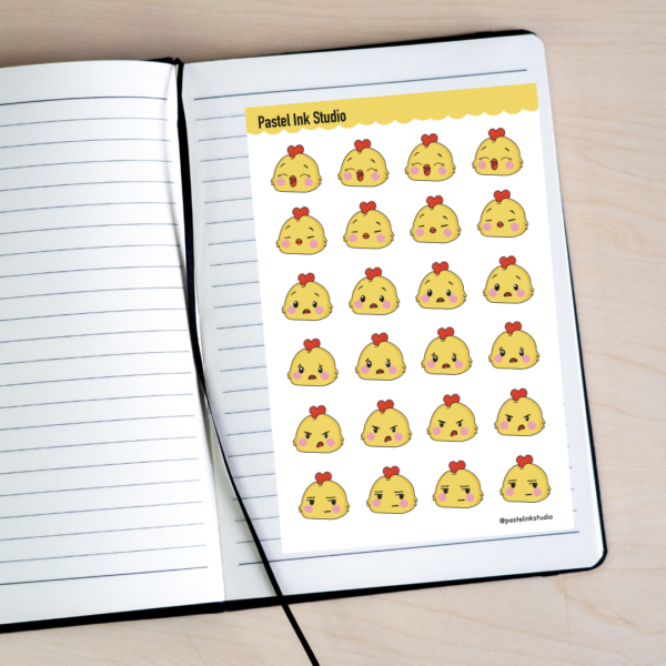 Chikki's Cute & Quirky Moods | Sunny Yellow Sticker Sheet | For Planners and Journals